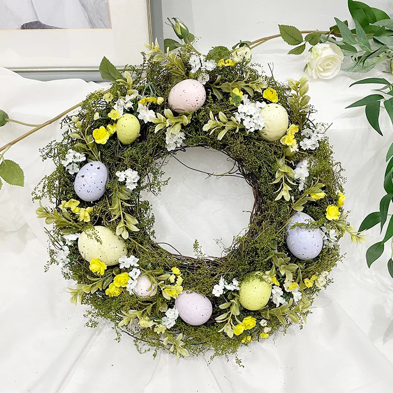 

Home Natural Plant Nordic Easter Egg Simulation Wreath Easter Decoration Door Pendant