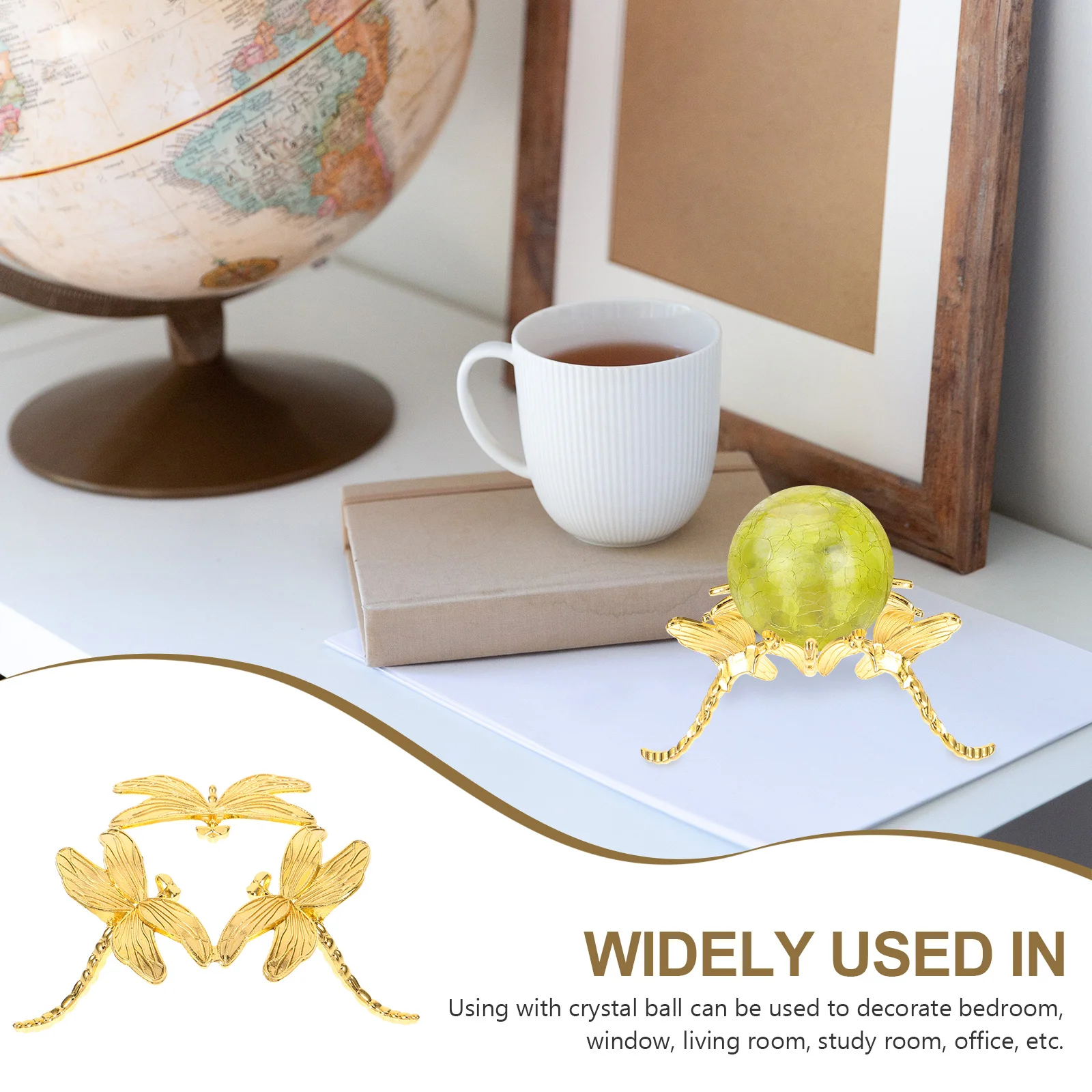 Soporte de exhibición, estatua de libélula, globo esférico, soportes de piedras preciosas, bola de mármol, Base de almacenamiento de plantas, colección en forma de cristal de escritorio
