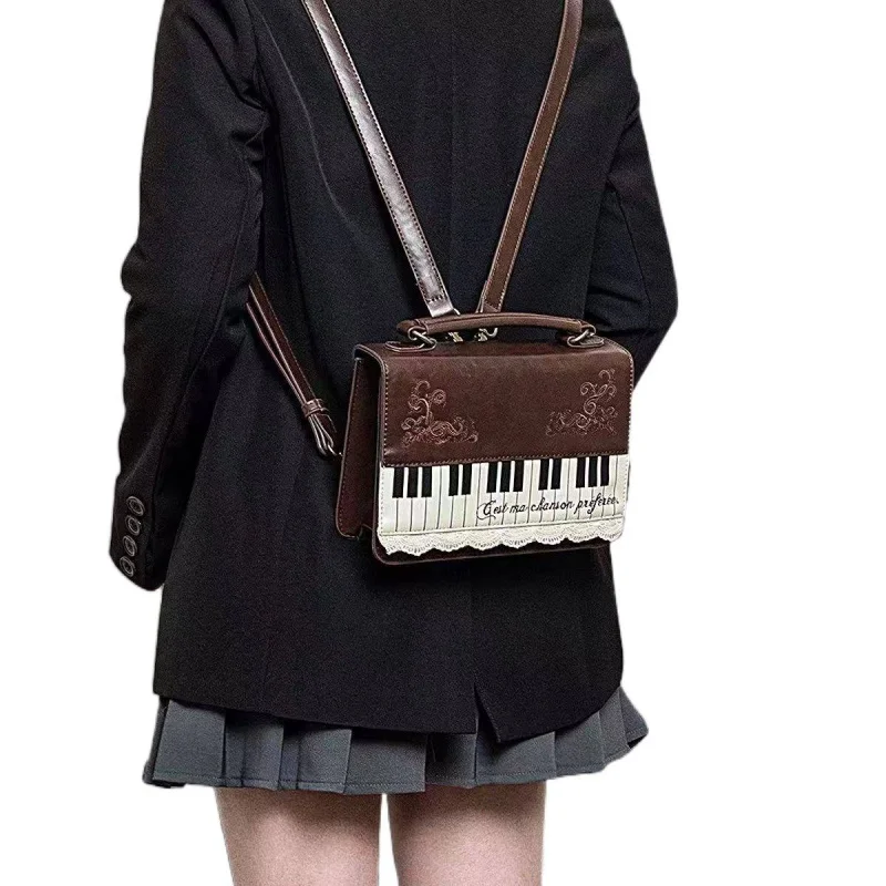 Y2k JK Harajuku شخصية البيانو حقيبة مربعة الإناث خمر براون حقائب كروسبودي المرأة Fairycore الجمالية حقيبة يد 2025 جديد #5