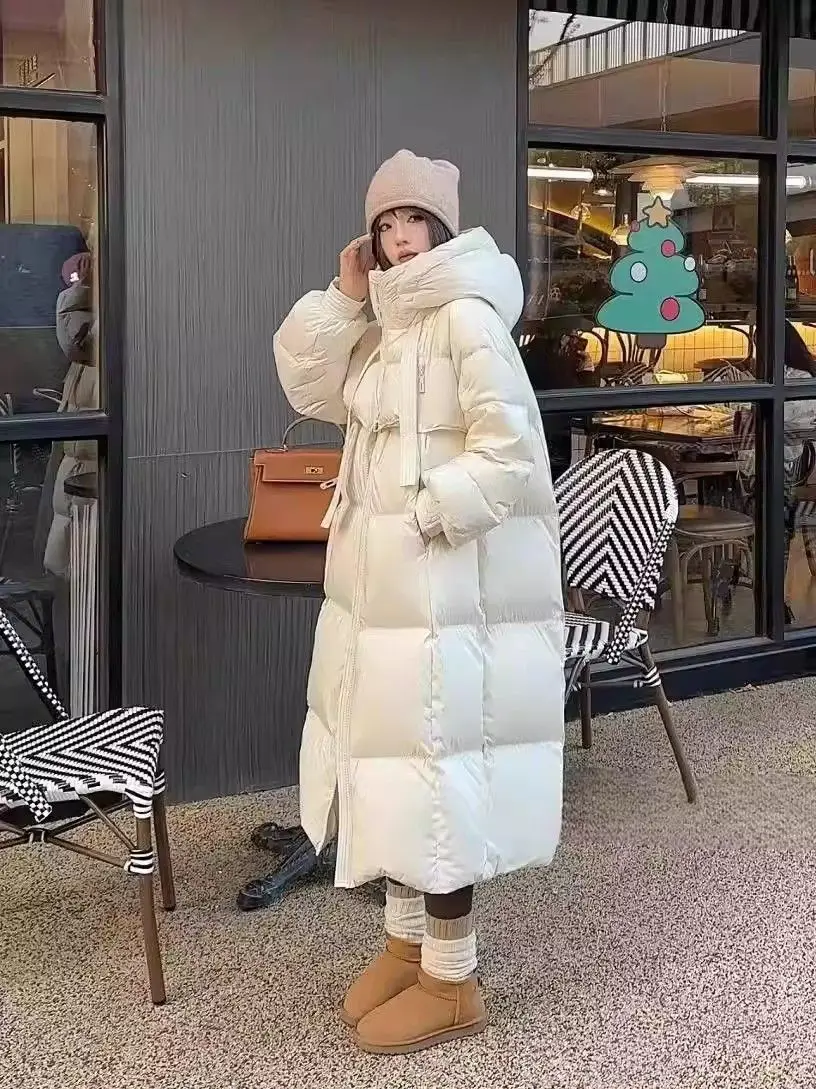 Black Winter Coat 2026 New Women's Thick Cotton Parka Jacket Korean Oversized Loose Hooded Coats Female Casual Long Overcoat
