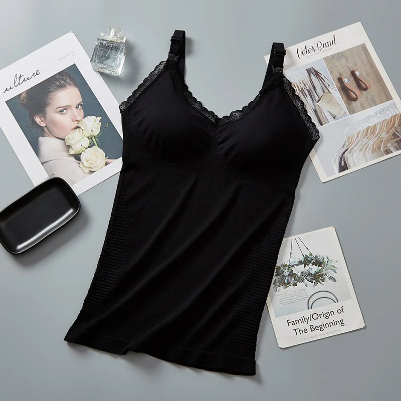 سترة الرضاعة الطبيعية من القطن الخالص بعد الولادة ، لا حاجة لارتداء حمالة صدر ، قمة تغذية حبال ، ملابس داخلية كبيرة أسفل الأم ، الصيف #6