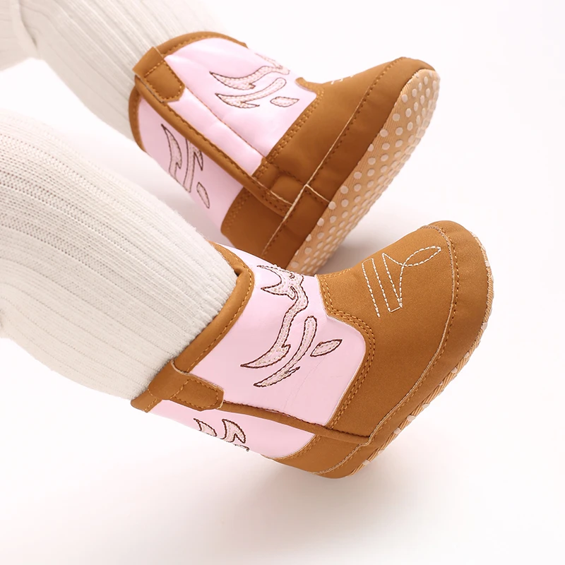 Winter Warm Western Cowboy Style Baby Boots Soft Soled Comfortable Walking Shoes For Boys Girls 0-18M view 6