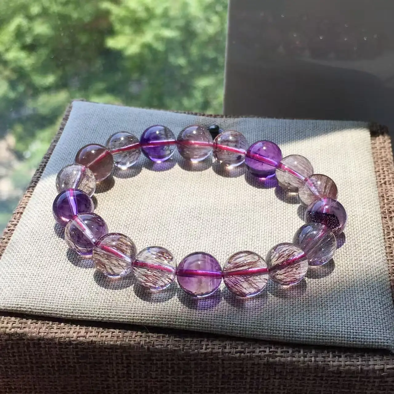 

10 мм натуральный супер 7 мелодийный браслет ювелирные изделия для женщин, мужчин, красота, подарок, камень, очаровательный кристалл, круглые бусины, нити AAAAA