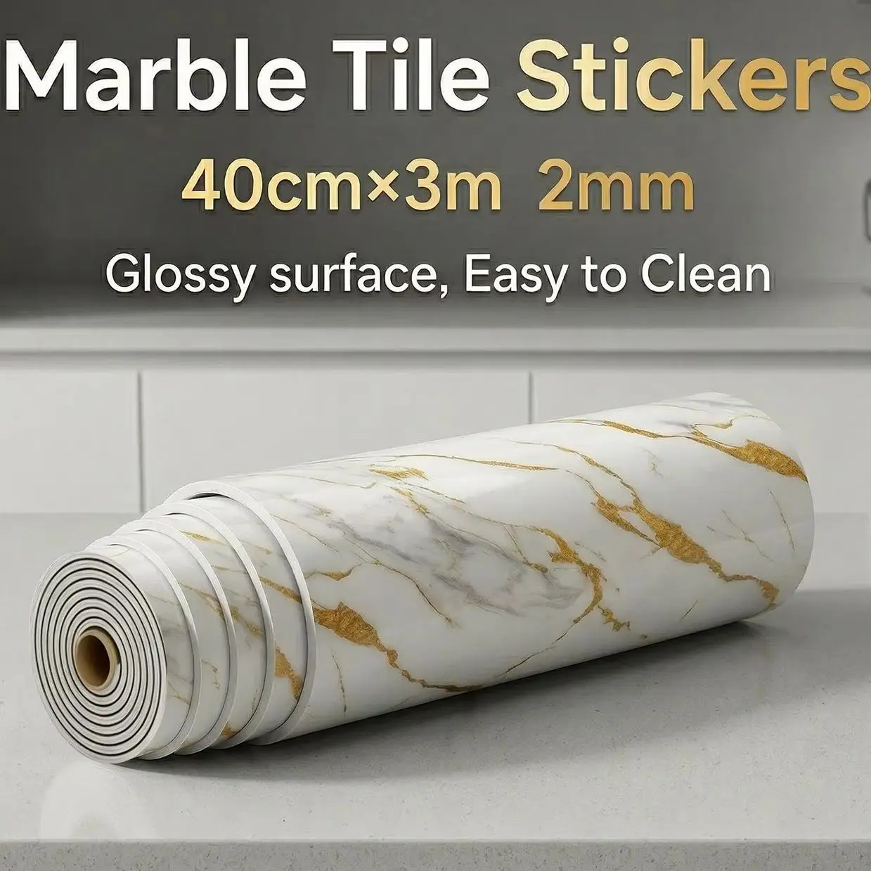 

Thickened Self-Adhesive Tile Sticker IXPE Marble Wall Sticker Bathroom Waterproof Oil-proof Wall Sticker Kitchen Wall Decoration