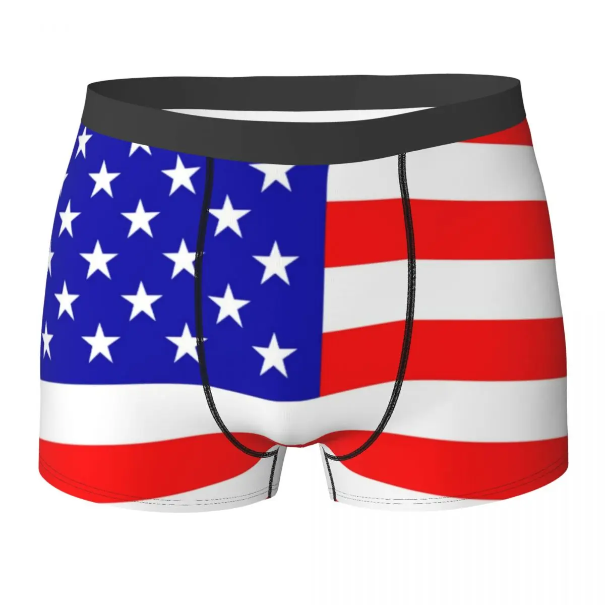 

American Flag Underwear Patriotic White Stars Print Man Underpants Stretch Boxer Shorts High Quality Boxer Brief Plus Size 2XL