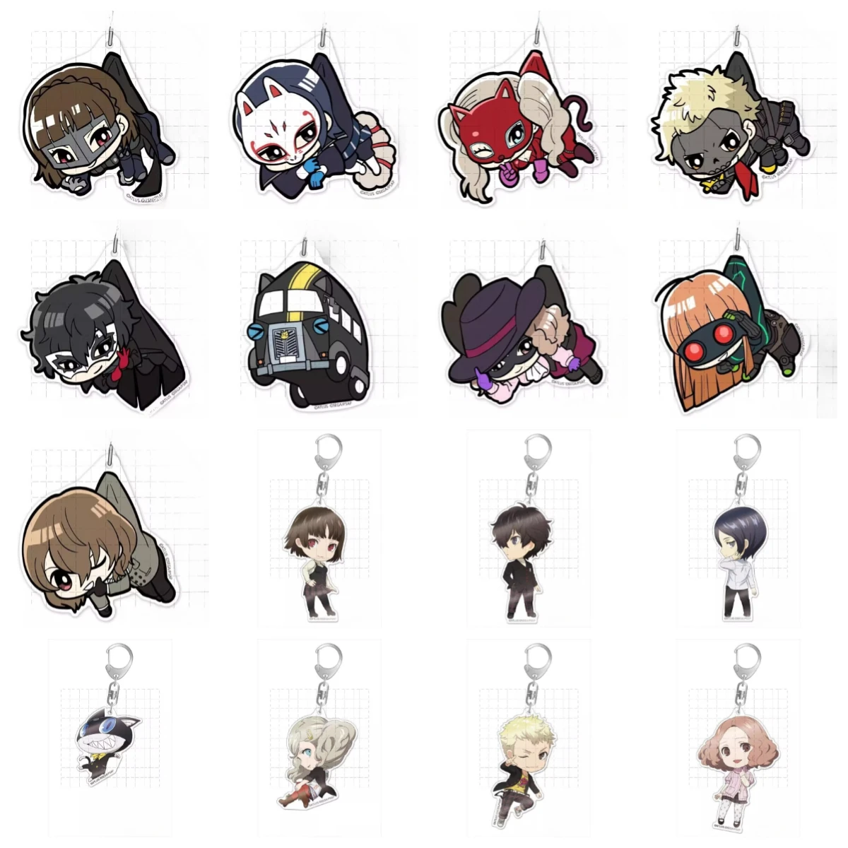 Chaveiro de Acrílico de Anime Game P5 com Personagens Takamaki Ann, Niijima Makoto, Amamiya Ren, Ryuuji e Morgana - Presente