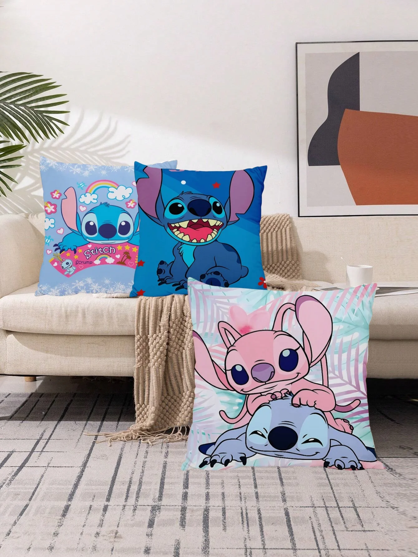 1개 애니메이션 피규어 스티치 양면 인쇄 베개 커버 귀여운 스티치 베개 베개 커버 14+ 방 인테리어 장식 크리스마스 선물