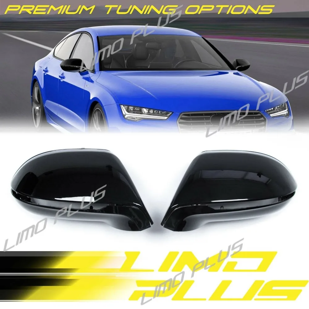 

Pair Glossy Black Side Wing Mirror Caps Covers For Audi A7 C7 RS7 S7 2012-2018 United States
