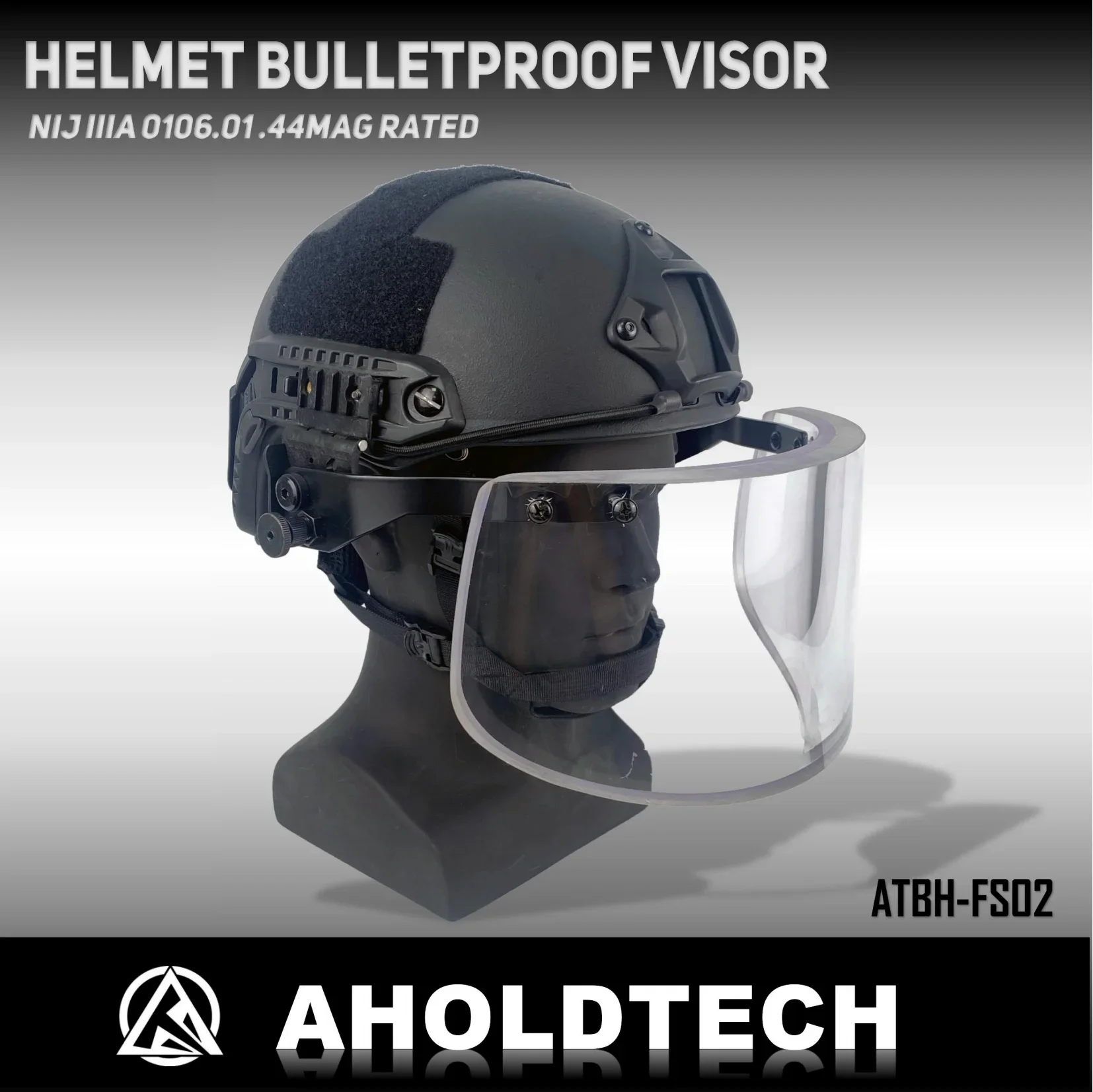 Imagem -06 - Holdtech Bulletproof Face Shield Viseira à Prova de Balas Tático Nij Iiia Rápido Mich Tactical Arc Rail Pasgt Capacete