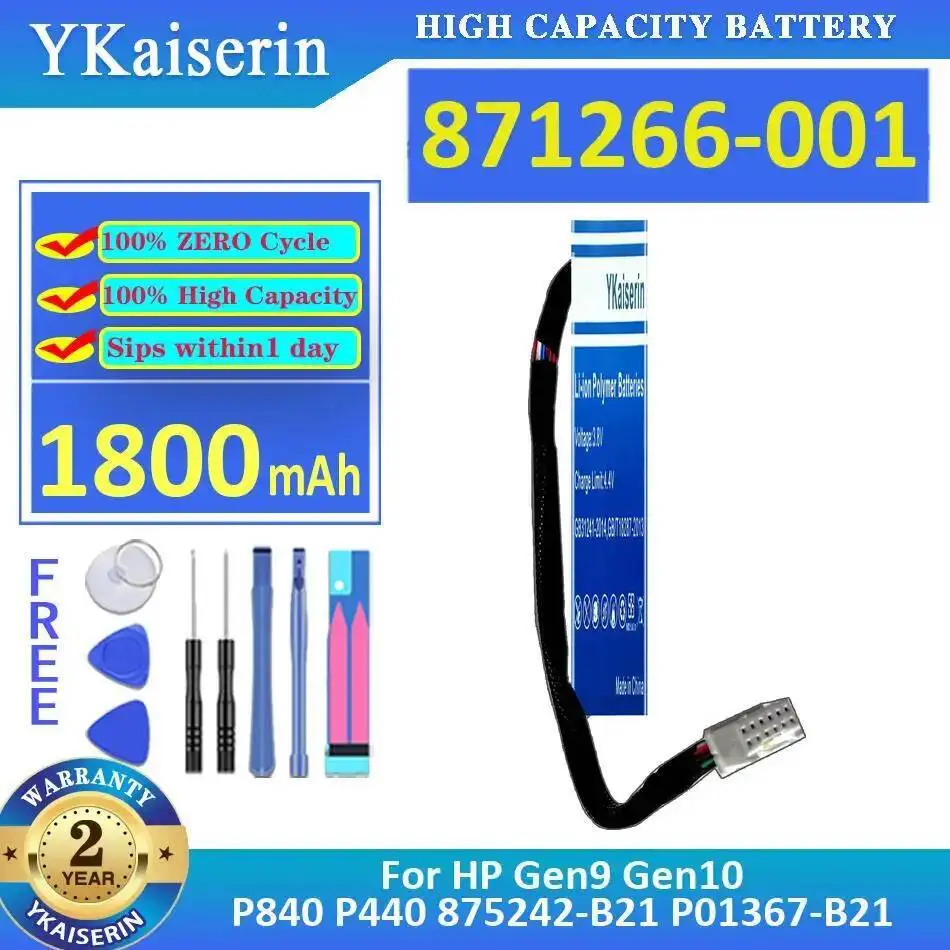 

1800Mah Durable 871266-001 For HP Gen9 Gen10 P840 P440 875242-B21 P01367-B21 Server Array Card Battery Premium Replacement