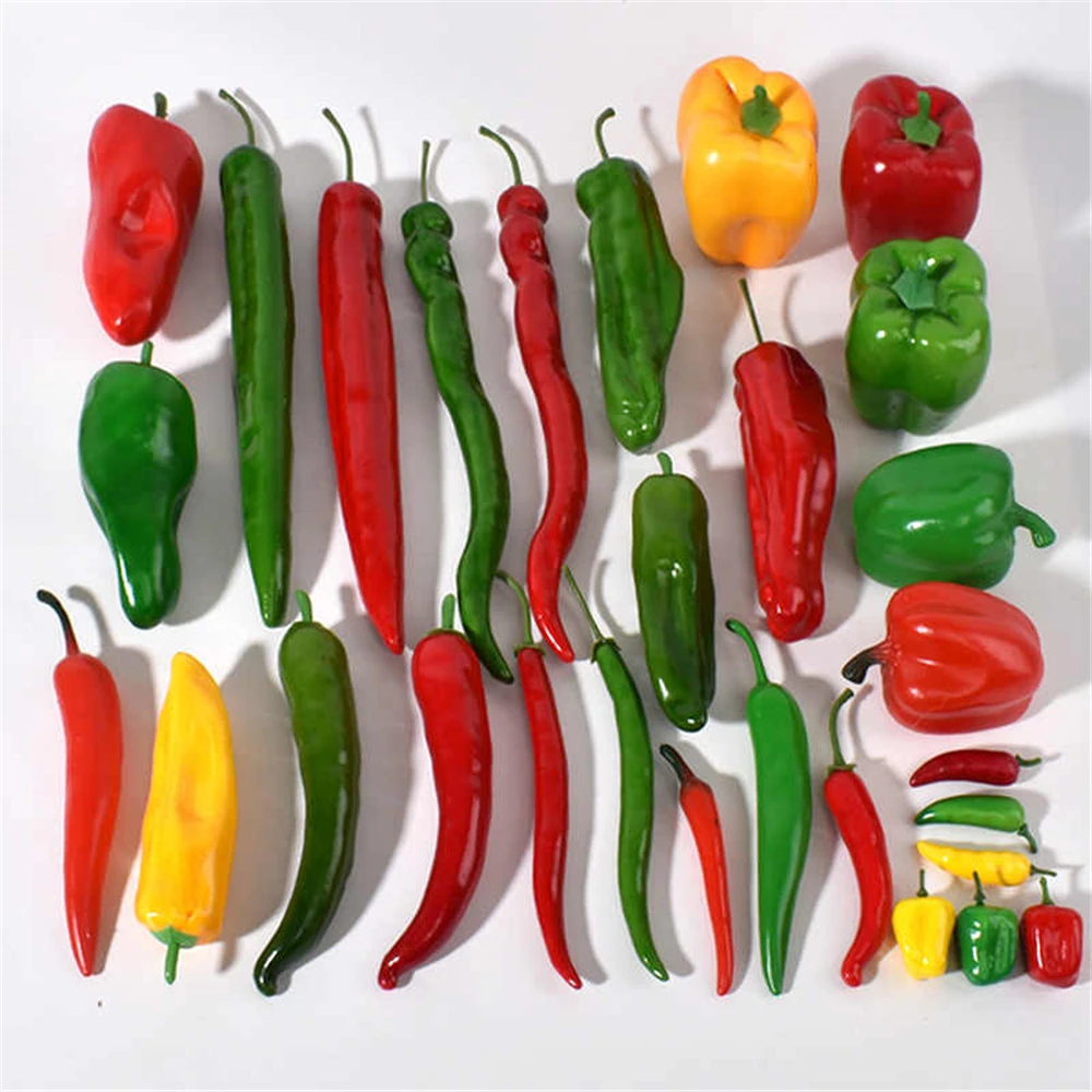 

Sweet Pepper types of fake vegetables model props green yellow red hot Bell Chili Pepper Simulation artificial vegetables