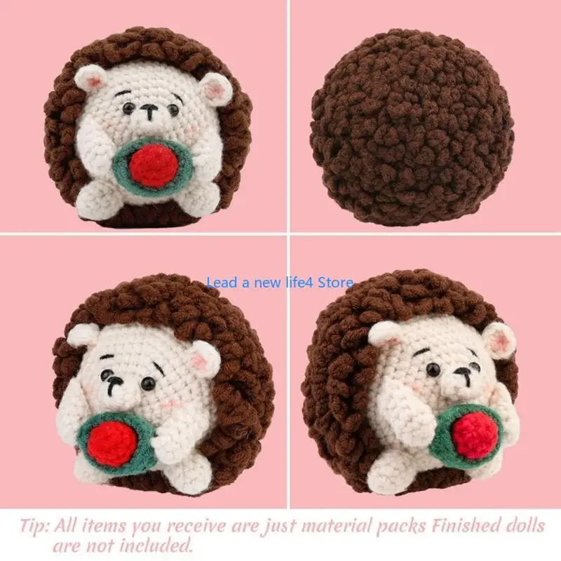

Y55e 2 Sets Diy Crochet Craft Crochet Hedgehog с крючком для вязания крючком, пряжей, иглой, инструкциями, аксессуарами для