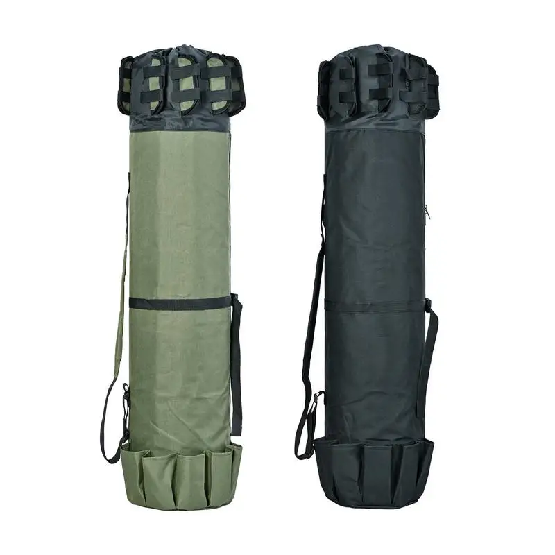 Cylindrical Fishing Tackle Bag With 5 Fishing Rod Holder Oxford Fabric Folding Fishing Rod Bucket Bag Fishing Luya Rod Case