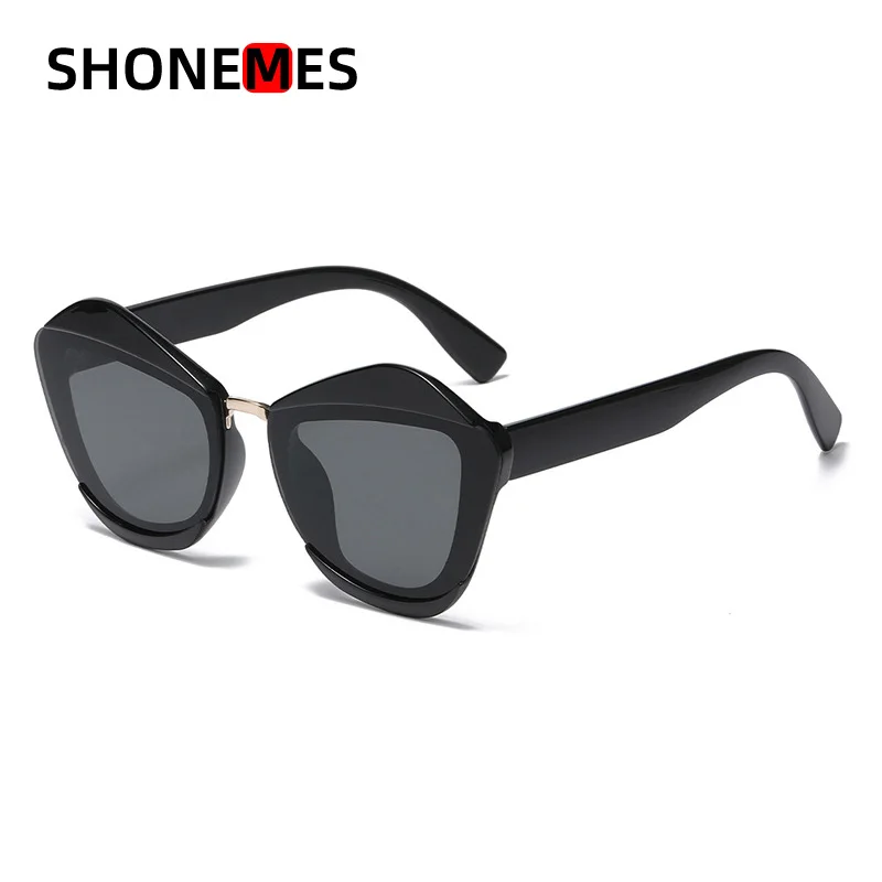 Shonemes Cat Eye Sunglasses Vintage Eyebrow Shades Big Frame Outdoor UV400 Eyewear Tortoise Black for Women