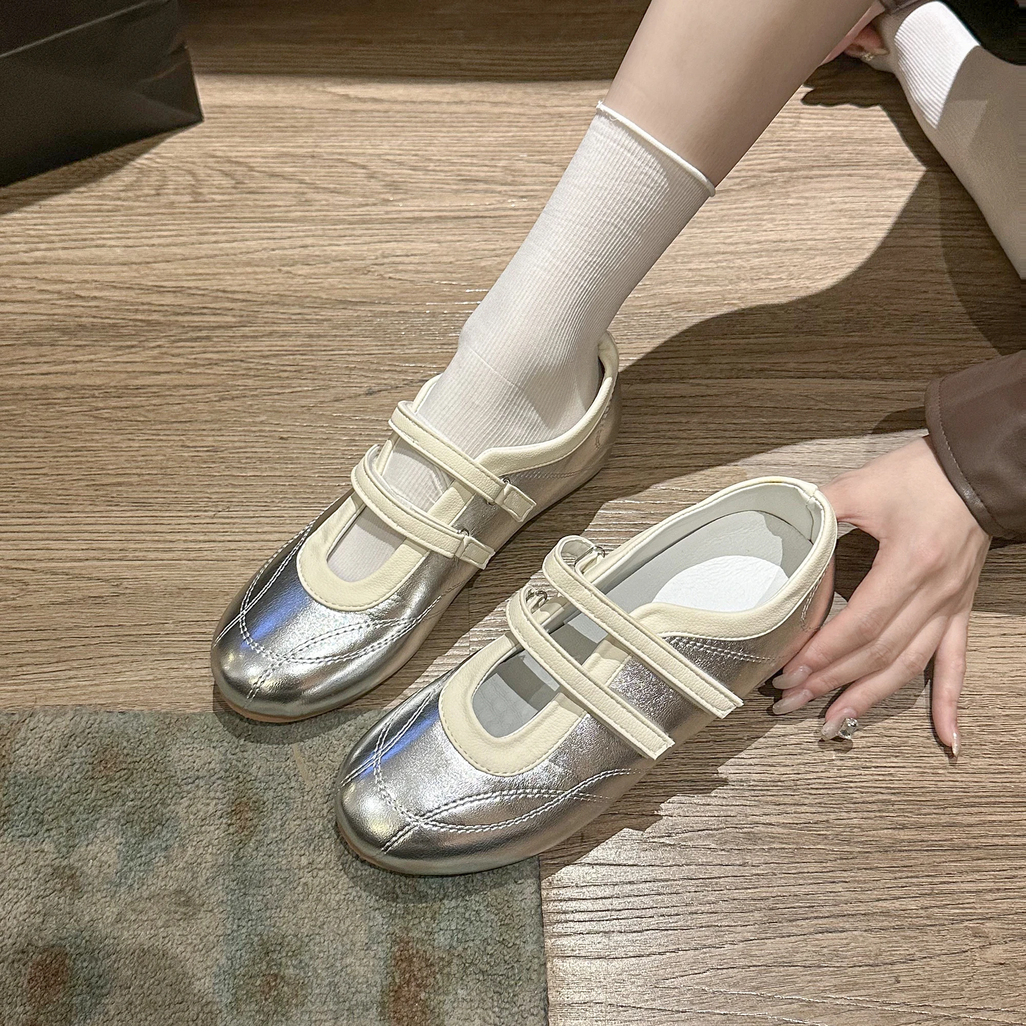 

Лидер продаж, винтажные балетки Мэри Джейн, женские туфли с круглым носком, широкая ширина, плоская подошва, модные универсальные повседневные однотонные туфли, лоферы