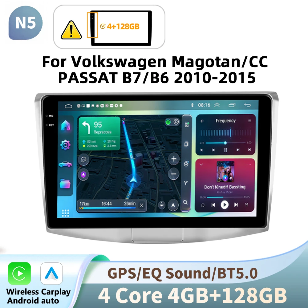 Podofo 10 inch Android autoradio voor Volkswagen Magotan/CC PASSAT B7/B6 2010-2015 als multimediaspeler, videospeler en GPS-navigatie 2din