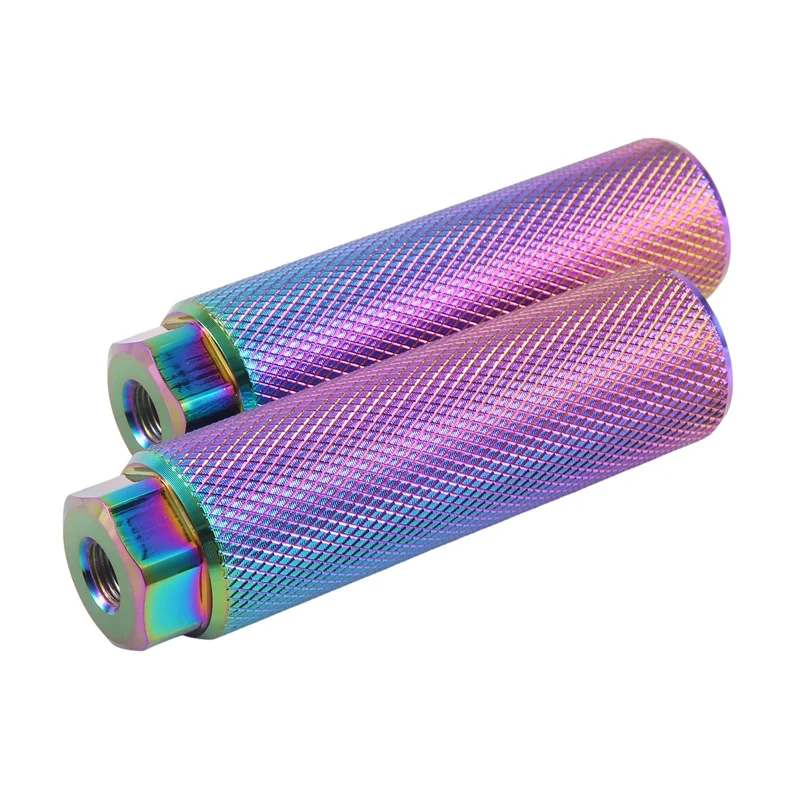 

A89E-2 Pcs Aluminum Alloy Foot Stunt Peg For Bike 3/8Inch Axle Footrest-Lever Cylinder Grip Non-Slip Axle Foot Pegs Easy To Use