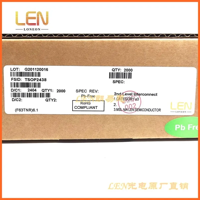 10 قطع من جهاز استقبال الأشعة تحت الحمراء LEN TSOP2438 للمعدات المنزلية (مثل مكيفات الهواء وما إلى ذلك)