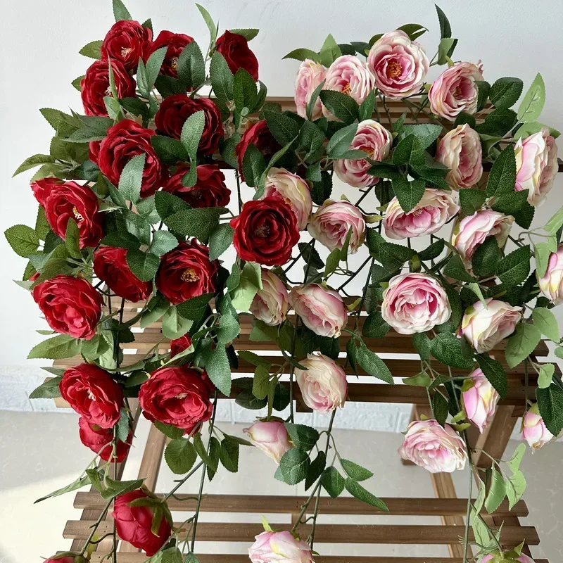 120CM Artificial Camellia with Large Wall Hanging Flower Vines Air Conditioning Winding Vines Wedding Decoration Vines