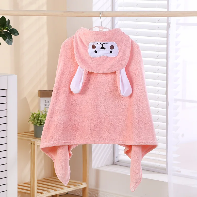 Baby Robe Hooded Towels Cartoon Girl Boys Bath Towel Blanket Coral Fleece Soft Bathrobe for Kids Swaddle Wrap for Infant