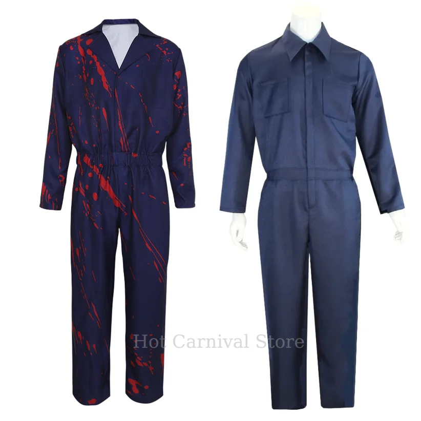 قناع تنكري للبالغين من مايكل مايرز، قناع تنكري رعب قاتل الدموي، زي حفلات الكرنفال للرجال، ملابس بذلة الهالوين