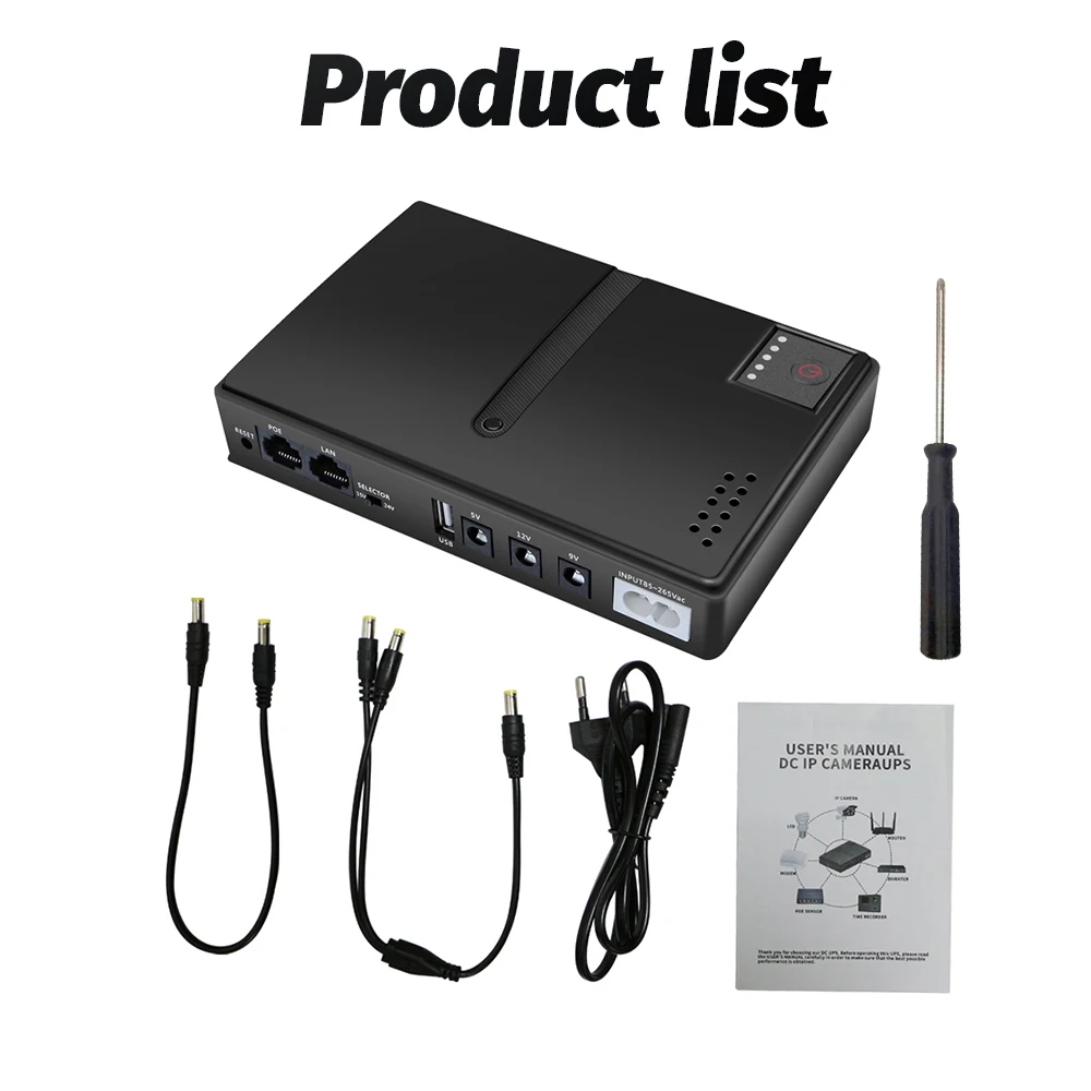 Uninterruptible Power Supply EU 1018L DC Backup Power Supply UPS Power Router Optical Cat Built-in Adapter 5V9V12V/15V/24V