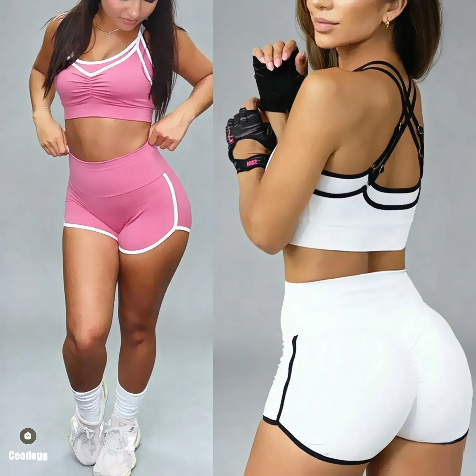Adjustbale Back Yoga Set Women Power Line Sport Bra Gym Workout Legging High Waist Fitness Athletic Shorts Active Wear XP14
