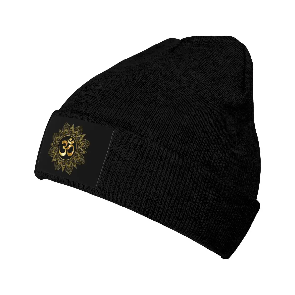 Golden OM Mandala Skullies Beanies Caps Unisex Winter Warm Knit Hat Buddhism Aum Yoga Meditation Bonnet Hats Outdoor Ski Cap