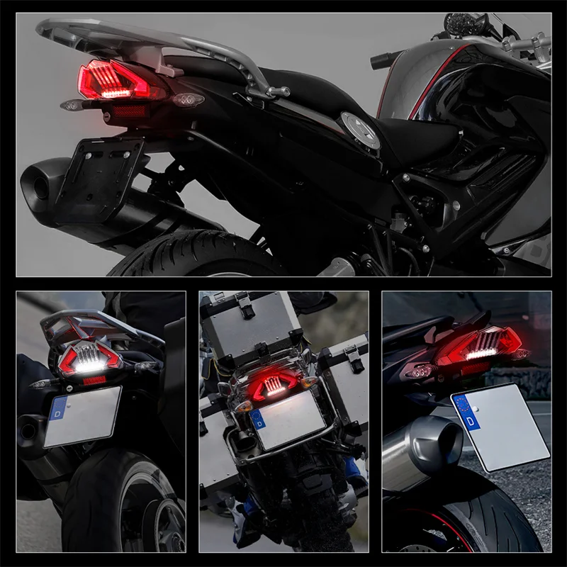 E24 الدراجات النارية الخلفية الذيل ضوء لسيارات BMW R1200GS F800 G650 F650 GS داكار R S ST ADV مصباح مكبح DRL وقف الضوء E-Mark الضوء الخلفي