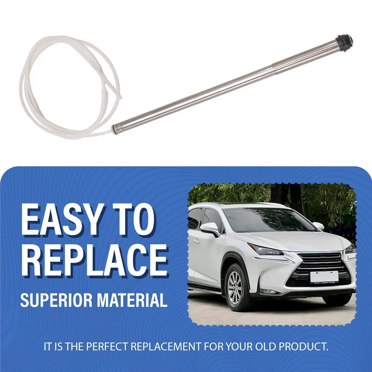 #74R Car Antenna Power Mast Replacement for Lexus RX300 99-03 86337-0W030,Power Mast Carble,(stainless steel)