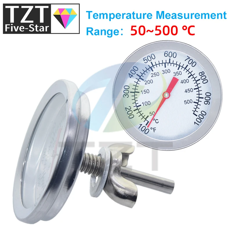 52 مللي متر 0-120 درجة مئوية البيتزا ميزان حرارة فرن الفولاذ المقاوم للصدأ في الهواء الطلق داخلي شواء موقد الشواء الحرارية الغذاء الطبخ