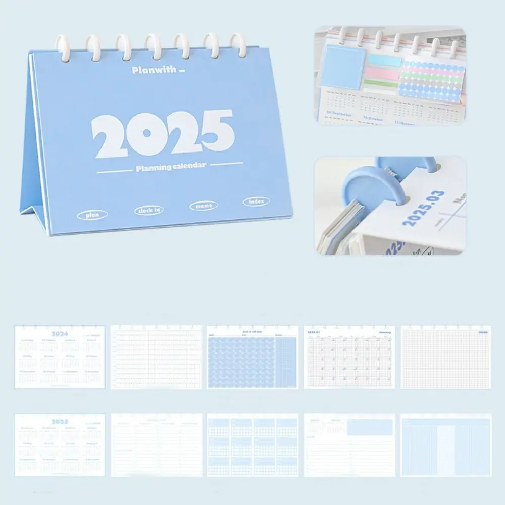 Mushroom Button 2025 Desk Calendar Standing Flip Daily Monthly Learning Plan Desk Calendar Schedule Planning Agenda Organizer