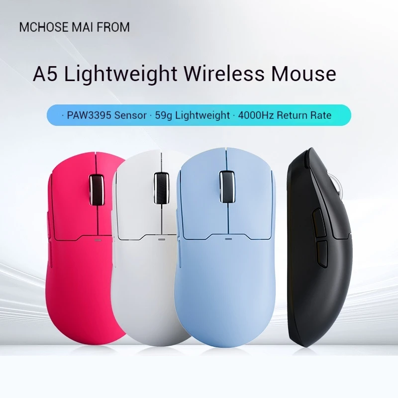 Mchose A5 Ultra A5 Pro max Wireless Game Mouse Paw3395 Dual Drive Bluetooth Three Mode E-Sports Lightweight Office Mouse Desktop