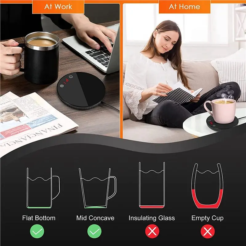 ABGG-3X Candle Warmer/Coffee Warmer, 8H Auto Shut Off 1-12H Timer Candle Wax Warmer, 2 Temp Setting 122/140℉ Black US Plug