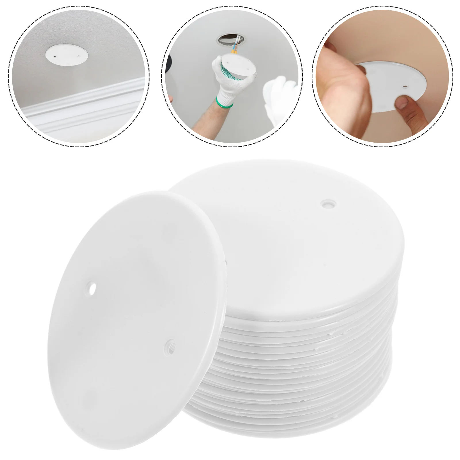 30 Pcs Panel Cover Wire Round Outdoor Socket Light Plate Pp White Ceiling Blank-up Covers Plug for Electrical Outlets