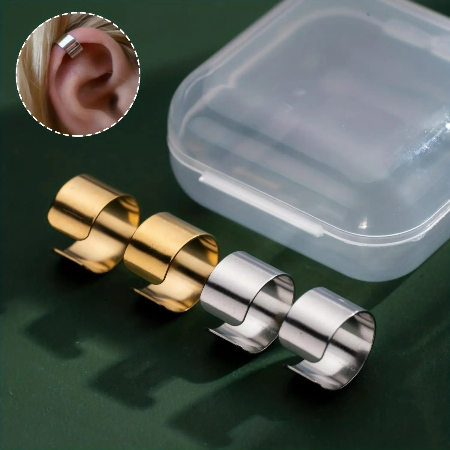 Upgraded Ear Clip Set 2pcs Fashion Stainless Steel Smooth Non-Piercing Ear Clips Paired with 1pc Box Protection for Women Men