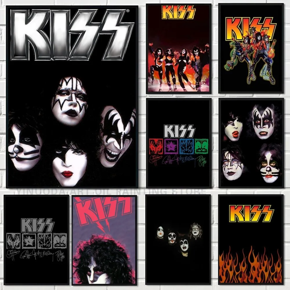 1pc K-KISS band plakat selbst klebende Kunst wasserdichter Papier aufkleber Kaffeehaus Bar Zimmer