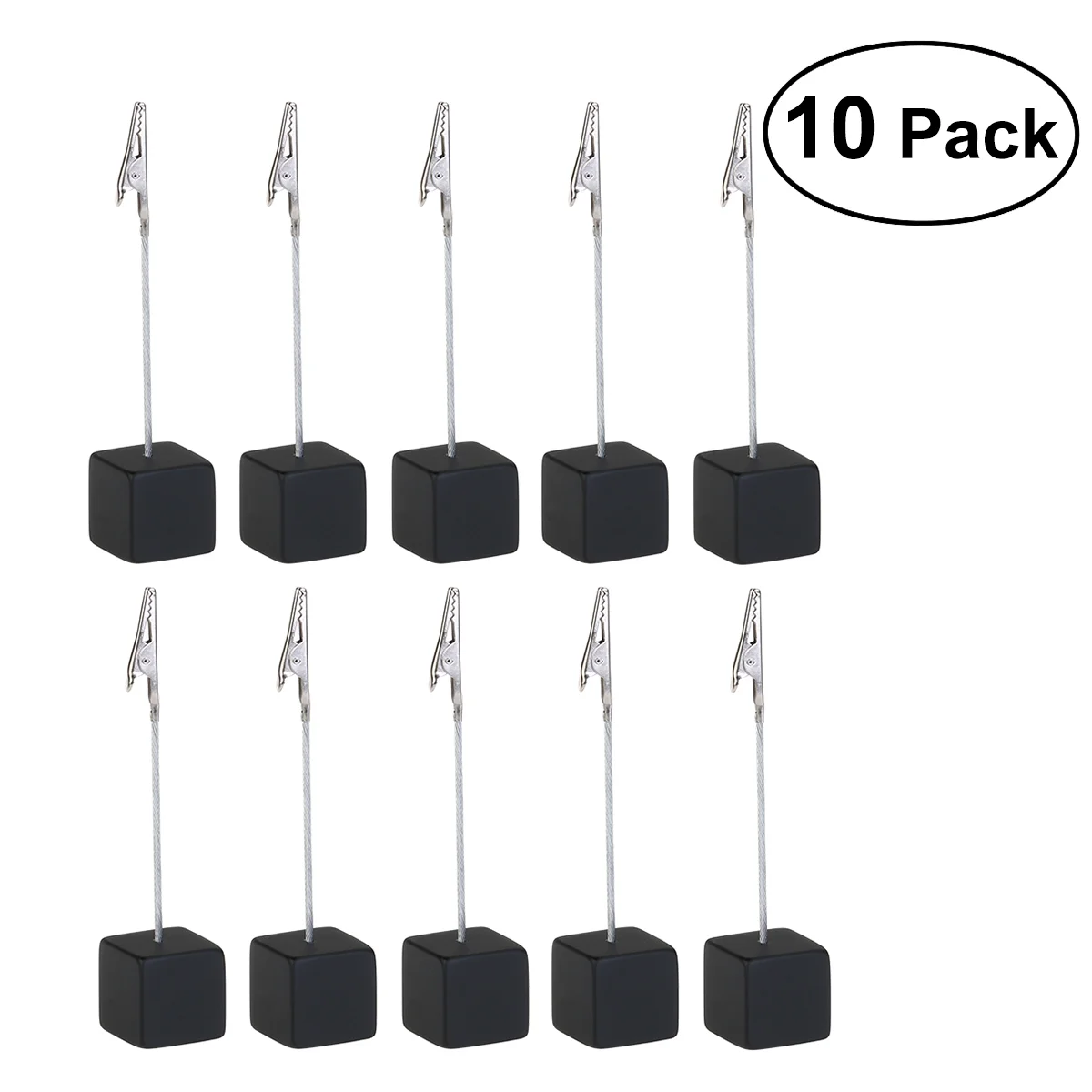 

NUOLUX 10pcs Cube Base Memo Photo Holder Paper Note Clip (Black) Memo holder Photo clip Paper clip