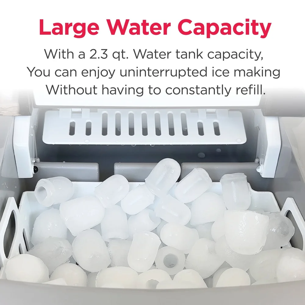 Compact Stainless Steel Countertop Ice Maker 26 lb Daily Capacity Fast Ice Production Digital Control Easy Maintenance with Ice