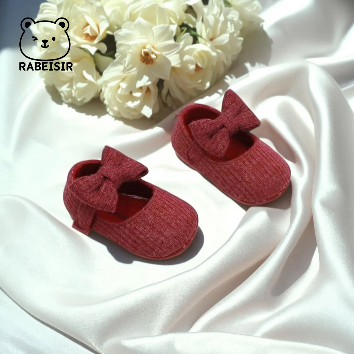 أحذية أطفال، أحذية مسطحة، أحذية مشي للأطفال، نعل ناعم، مضاد للانزلاق، 0-6-12-18، ملابس زفاف على طراز الأميرة
