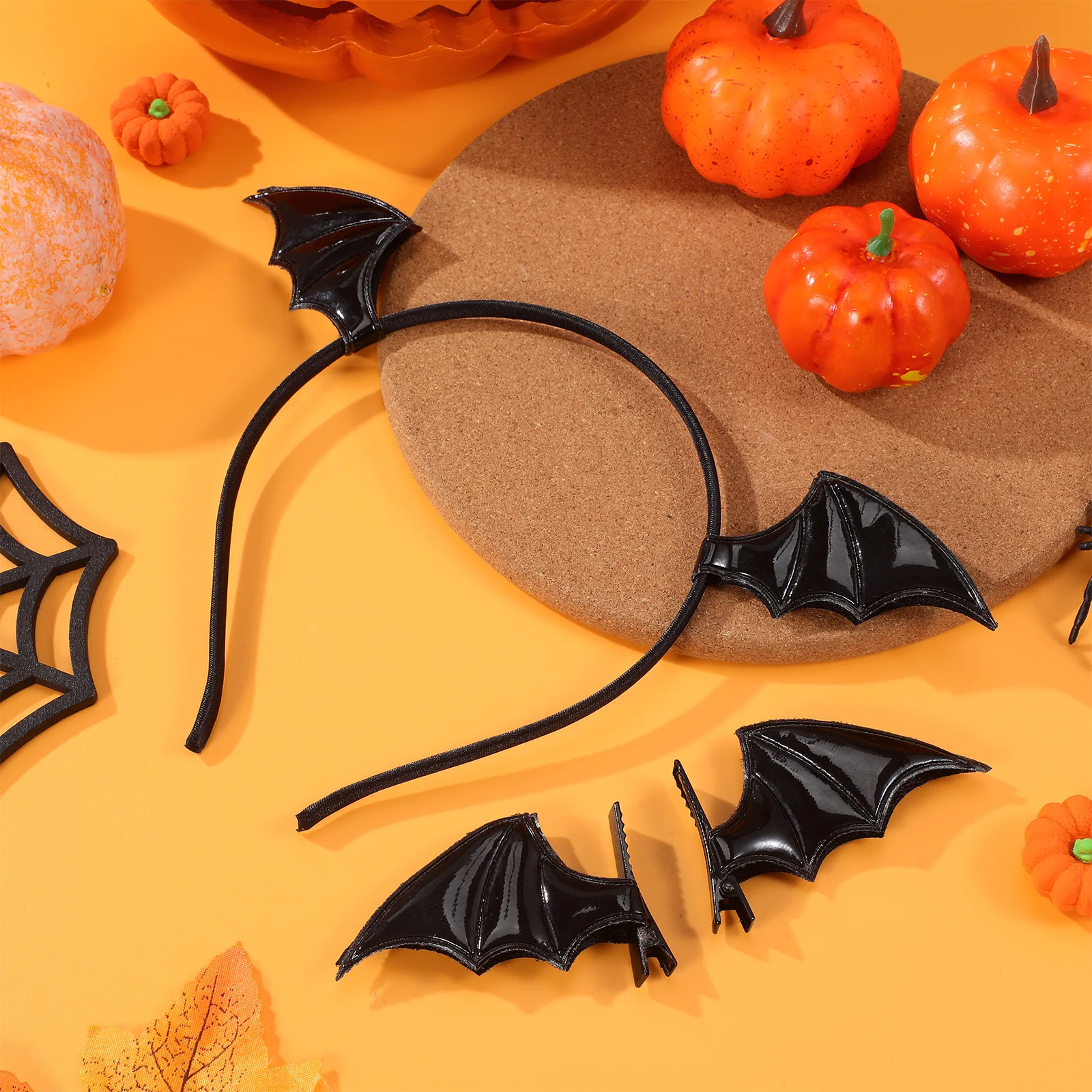 할로윈 박쥐 머리띠 세트 (클립 포함) 날개 모양 헤어 후프 여성 파티 코스프레 의상 액세서리 데코 키트