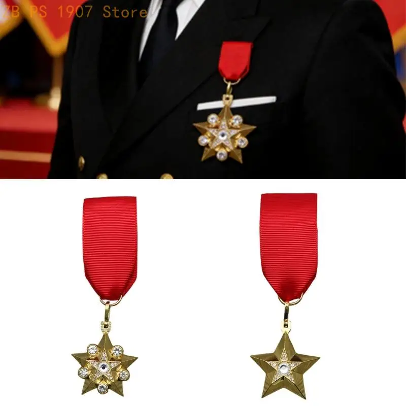 Soviet Leader Rhinestoned Symbol Brooch Alloy Armed Forces Collectible Badge Pin 55KA