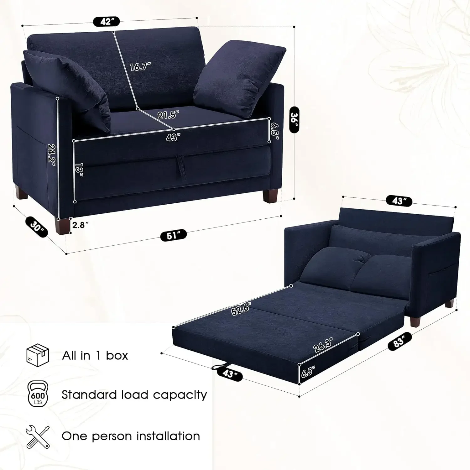 51" Convertible Sof…