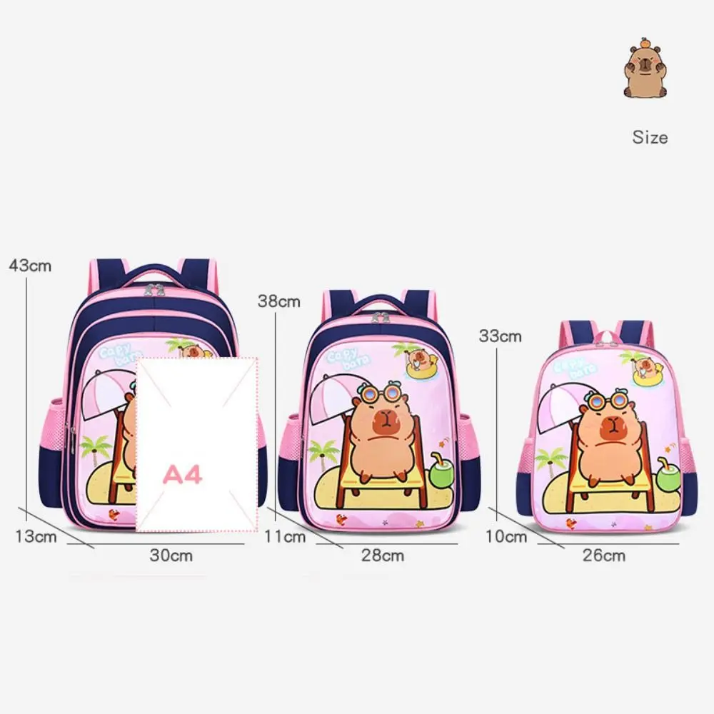 New Cartoon Capybara Children's Backpack Waterproof Large Capacity Shoulder Bags Pattern Book Bag Student