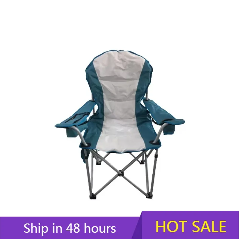 

POWER LEAP WOQI Heavy Duty Steel Frame Outdoor Camping Chair Padded Garden Chair with Armrest & Cooler Bag Side Pocket Modern De