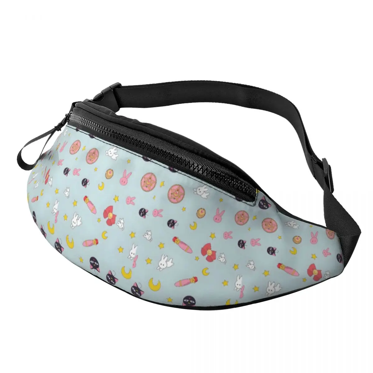 

Custom Fashion Sailors Anime Moons Fanny Pack for Running Women Men Cute Cartoons Crossbody Waist Bag Phone Money Pouch