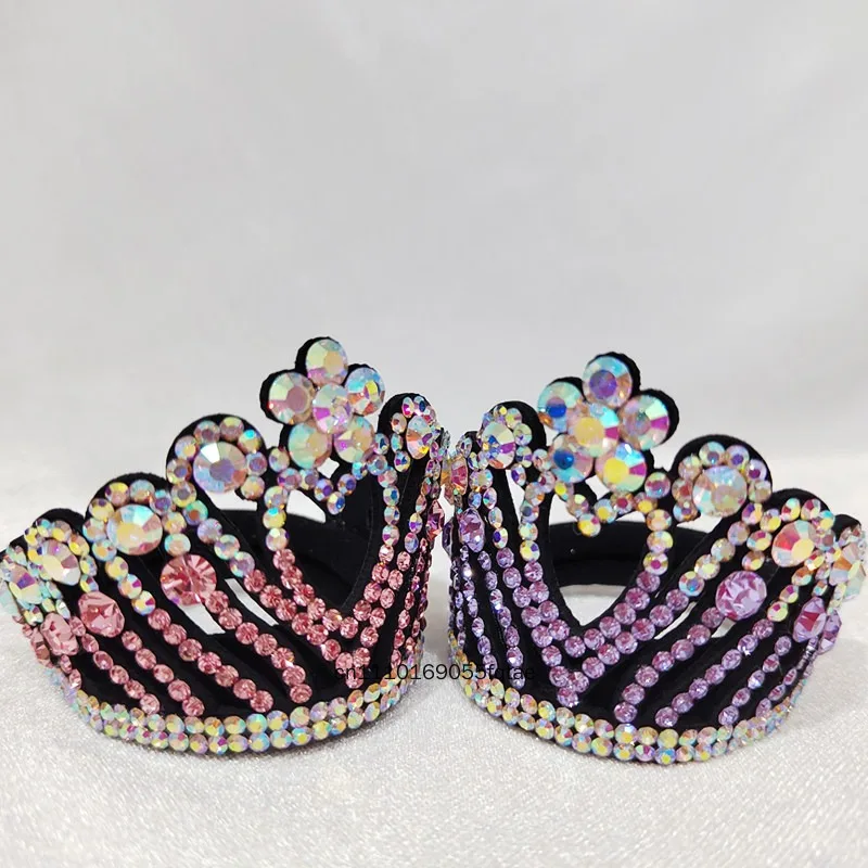 Rhinestone Crown Girls Hair Accessories Artistic Gymnastics Cheerleading Dance Competition Exam Headwear Flower