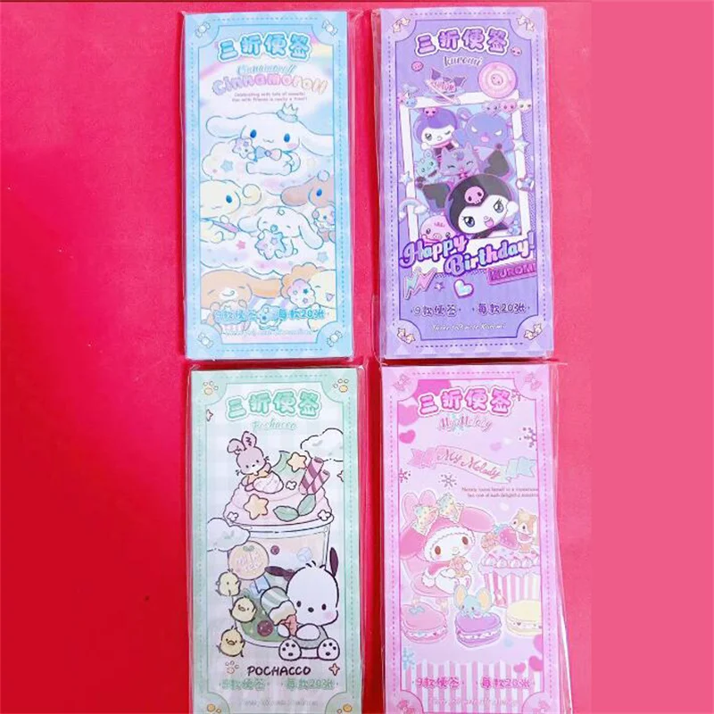 

12pcs/lot Sanrio Kuromi Melody 3 Folding Memo Pad Sticky Notes Cute N Times Stationery Label Notepad Bookmark Post School Supply