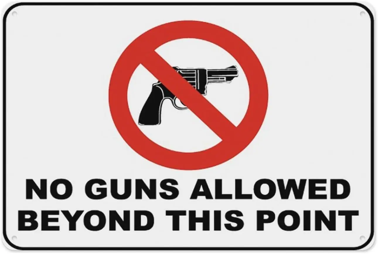 No Guns Allowed Beyond This Sign Aluminum Tin Warning Signs For Home Outdoor Garden 8X12 Inches sign
