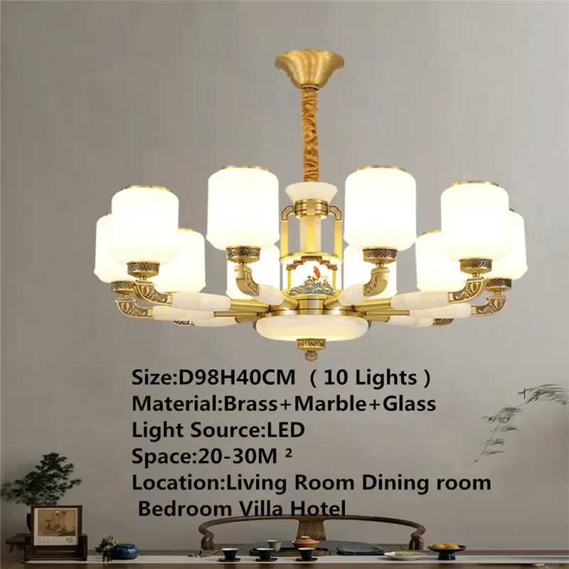 CEDRIC Contemporary Luxury Brass Pendent Lamp  Chinese style Living Room Dining Room Bedroom Villa Hotel Sample Room Chandelier